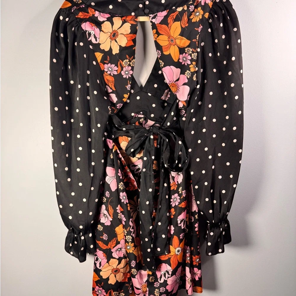 Floral and Polka Dot ASOS Long Sleeve Dress - Picture 4 of 7